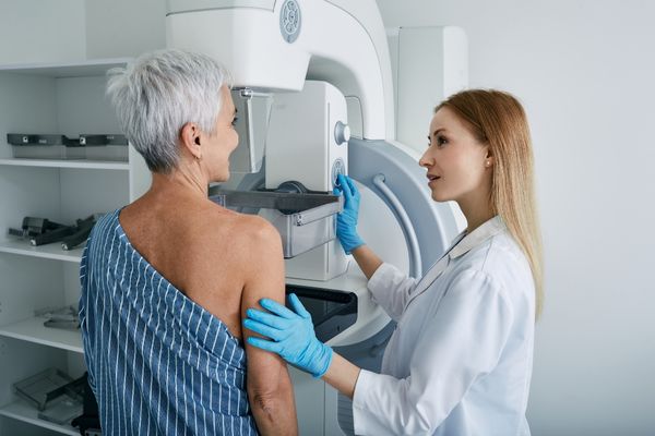 senior woman having a mammogram